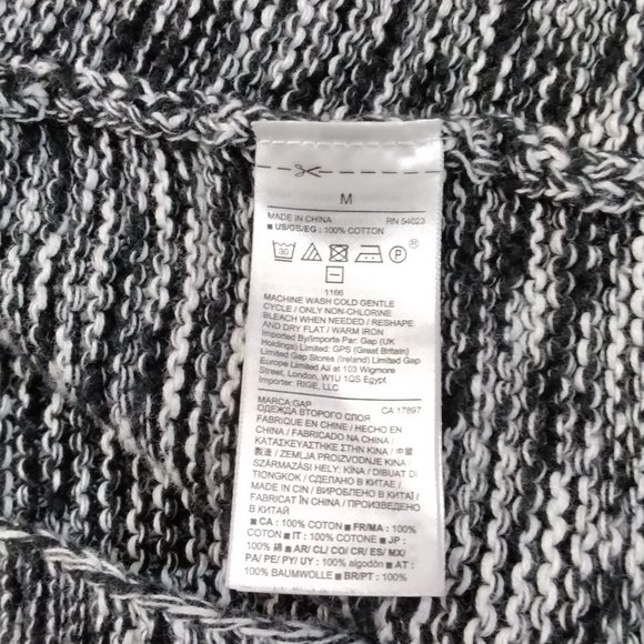 NEW Gap Black White Gray Marbled Top Open Front Cardigan Sweater Size M Medium - Picture 13 of 14